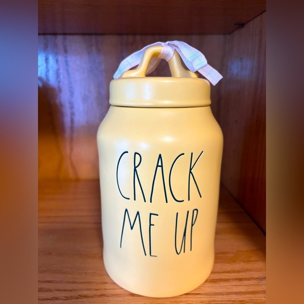 Rae Dunn Yellow Crack Me Up Canister